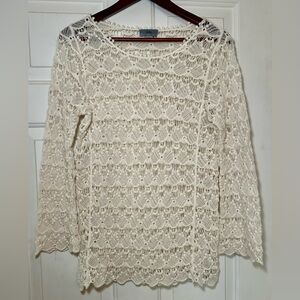 Yaira Crotchet Long Sleeve Top Size XL‎ Cream  Boho.